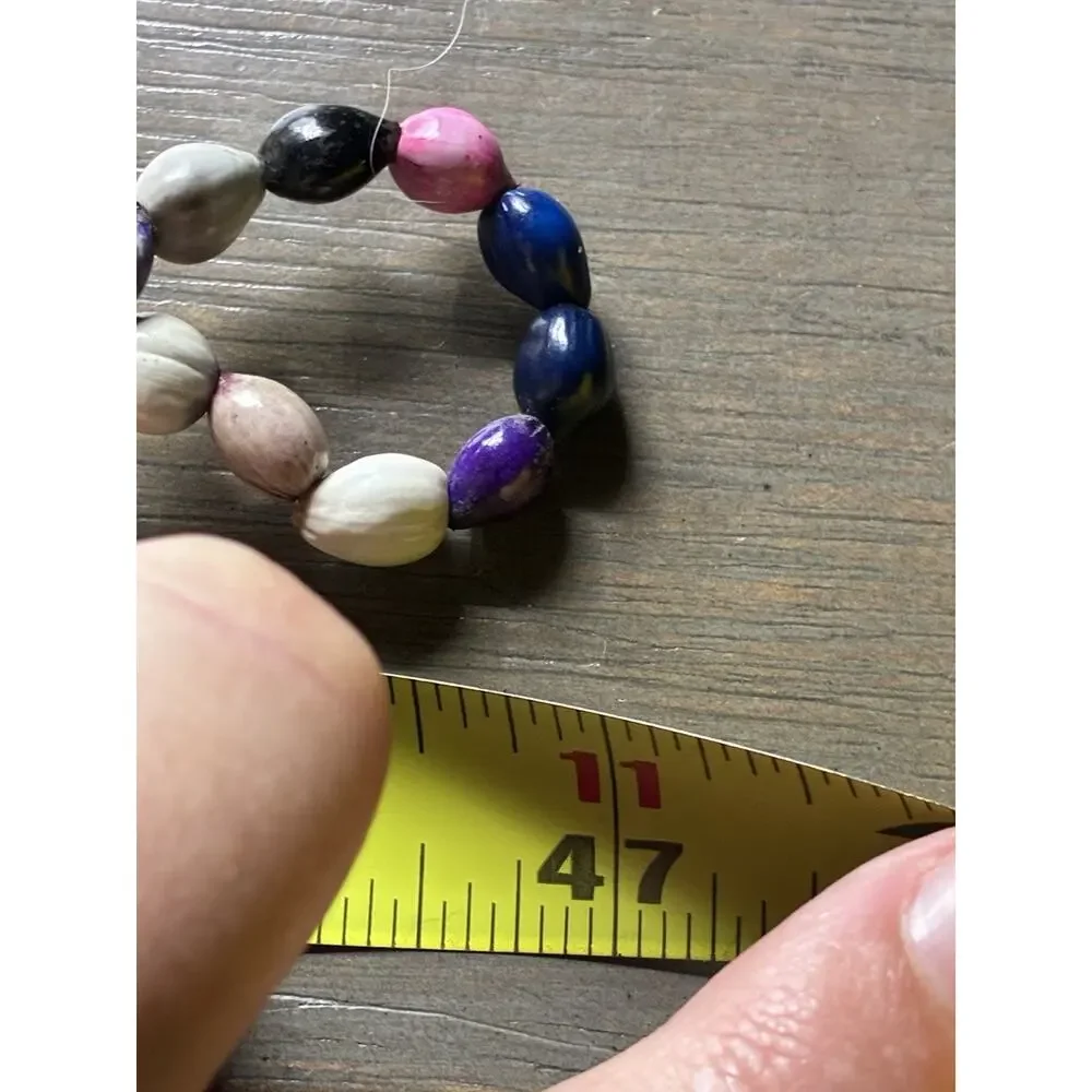 Vintage Long Beaded Belt Multicolor Dyed Beads Boho Wrap Style